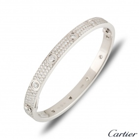 Cartier White Gold Pave Diamond Love?Bracelet Size 20?N6033602
